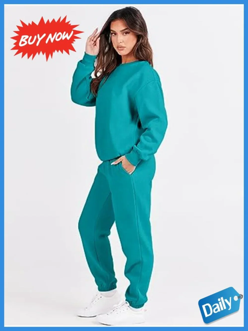 Womens Lounge Set 2 Piece Sweatsuit Jogger Pants Crewneck Sweatshirt